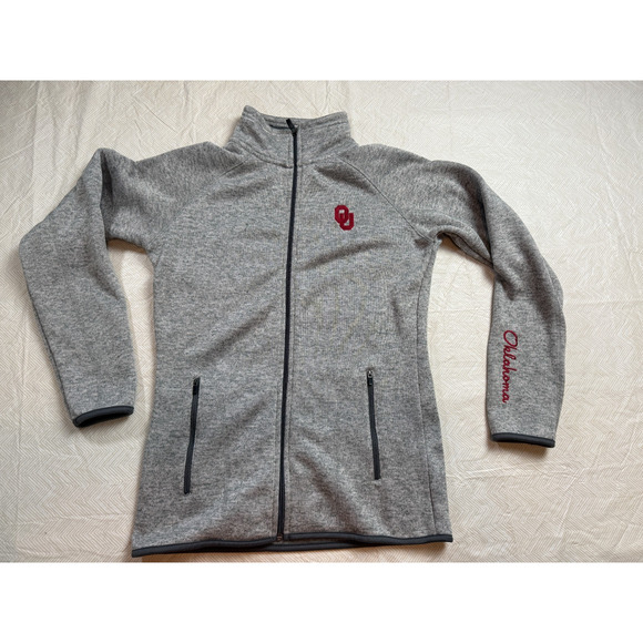 Colosseum Gray OU Oklahoma Sooners Full Zip Sweater/Jacket Sz M Women - Picture 3 of 13